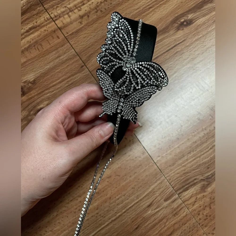 Silver Butterfly Embellished Headband